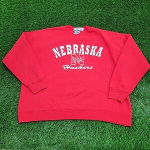 Vintage 90s Nebraska Huskers Sweatshirt 2XL 28x26 Red USA